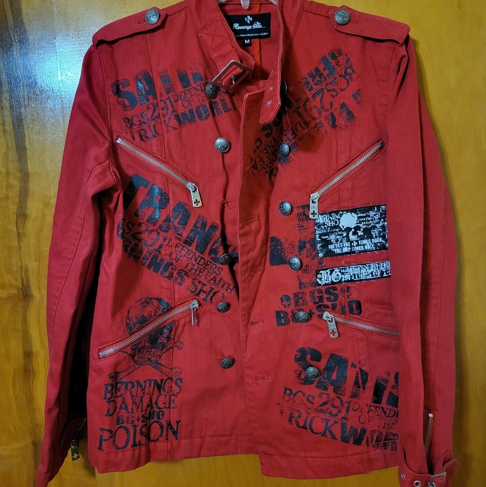 Punk red jean jacket